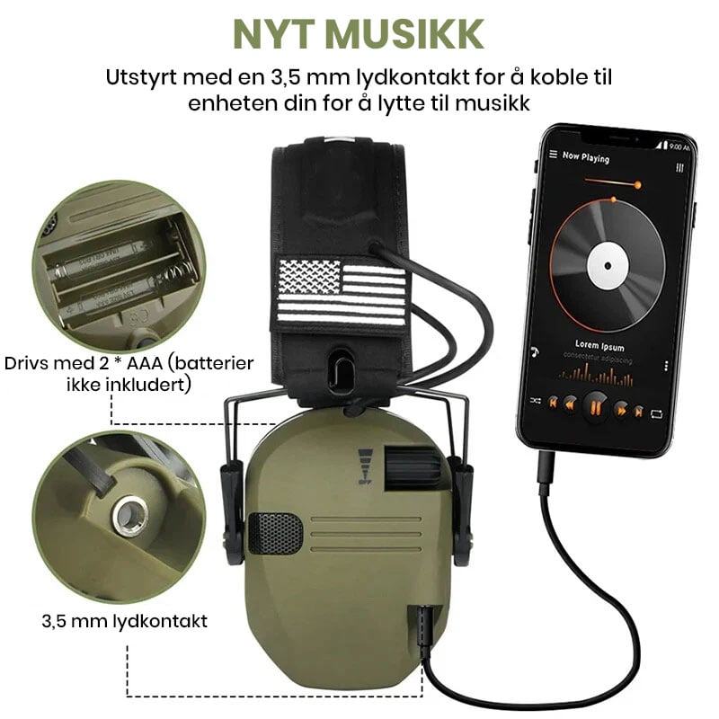 20【Sale】Profesjonelle Taktiske Støyreduserende Øreklokker for Skyting
