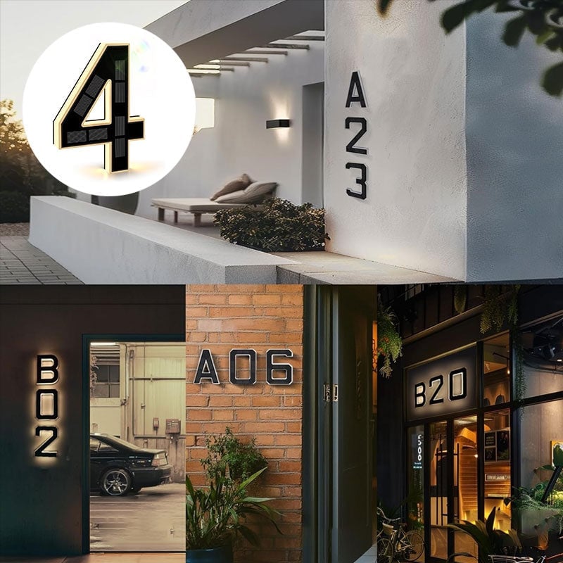 Solcelledrevet Vanntett LED-Adressenummer