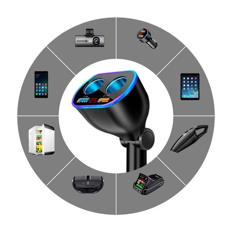 360° Roterbar Ladeadapter for Sigarettenner i Bilen