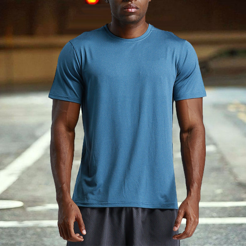 Ensfarget Sports hurtigtørkende T-skjorte for menn