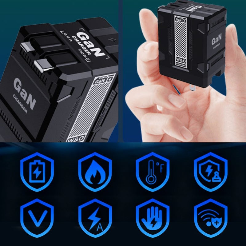 GaN 20W Hurtiglader med Doble Uttrekkbare Kabler