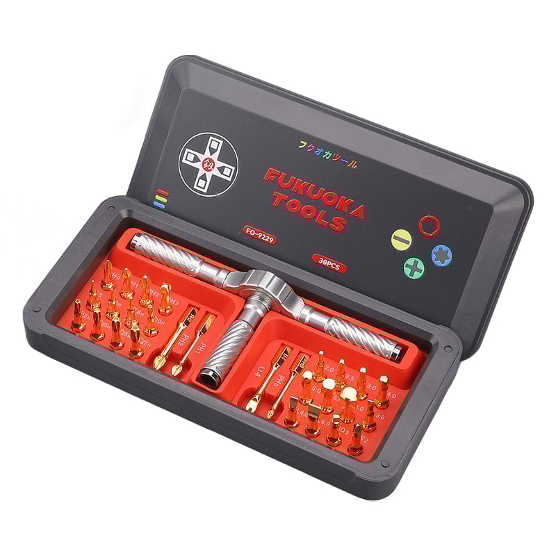 Skralleskrutrekkersett med multi-type bits