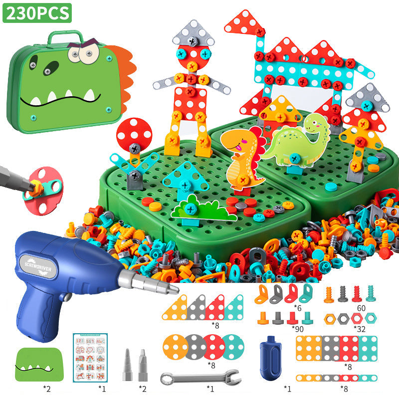 Gjør-det-selv-puslespill-verktøykasse for barn med lekesett for pedagogisk montering