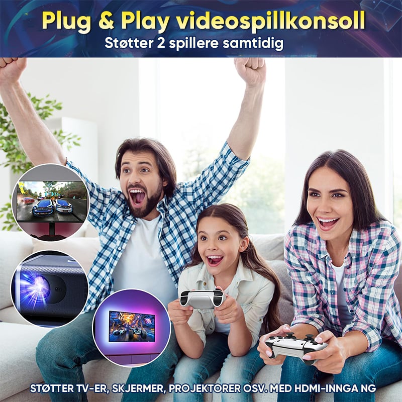 Retro Spillkonsoll med Doble Trådløse Kontrollere