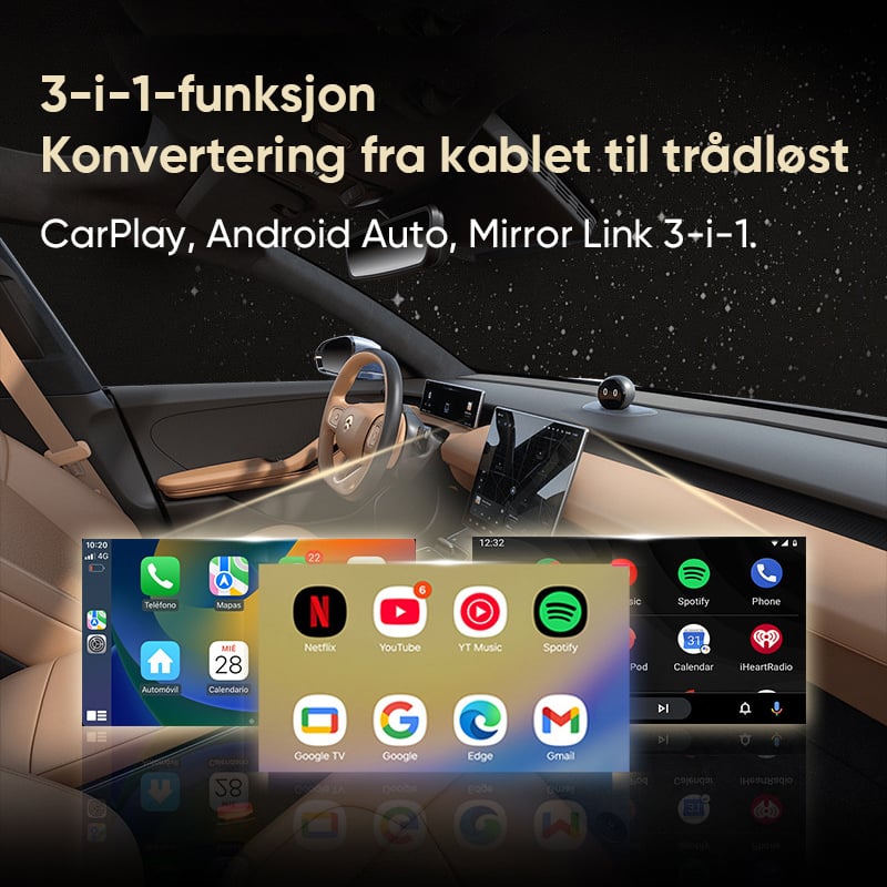 Trådløs CarPlay Android Auto Adapter