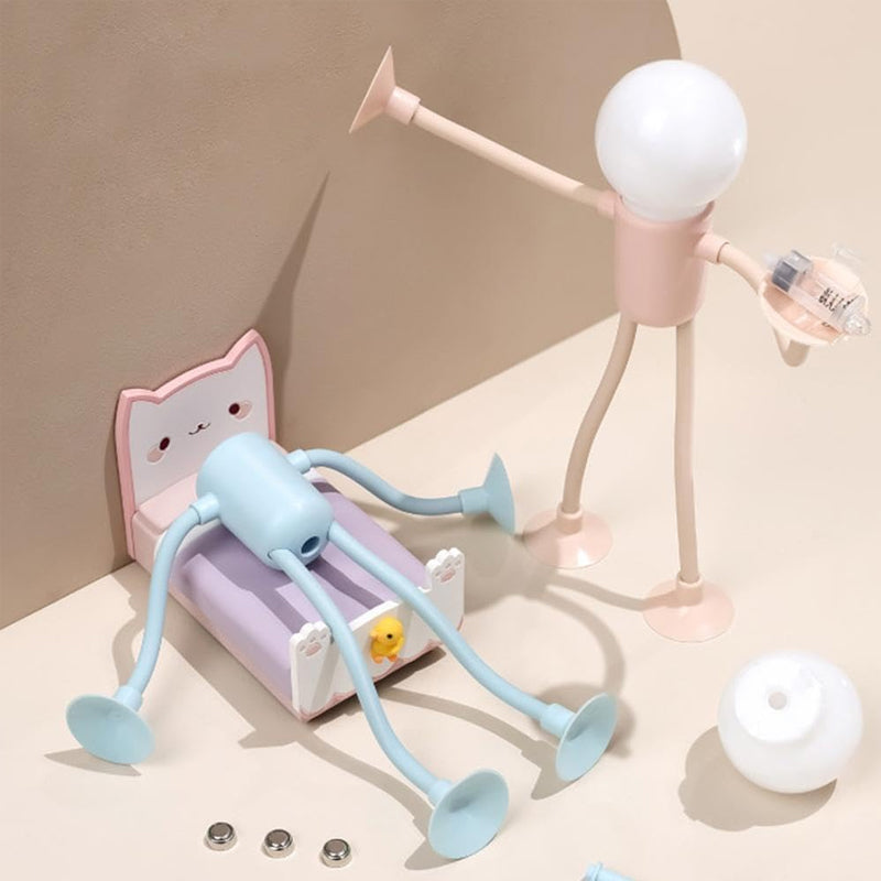 Forvandlingsbar Lyspæremann Med Sugekopp Nattlys