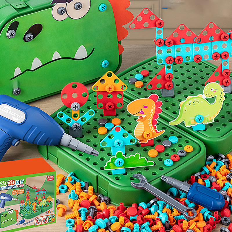 Gjør-det-selv-puslespill-verktøykasse for barn med lekesett for pedagogisk montering