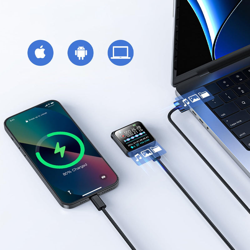 Multifunksjonell musikkspiller og opptaker