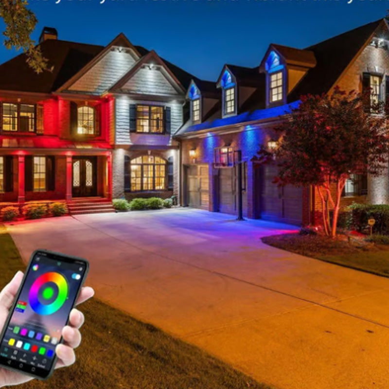 Fargerike utendørs takskjegglys