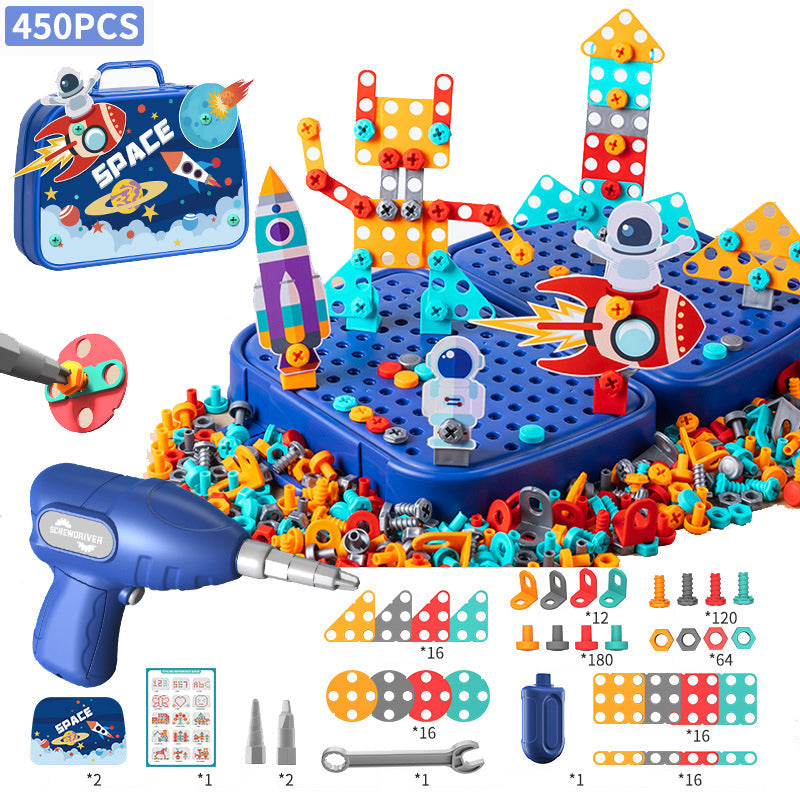 Gjør-det-selv-puslespill-verktøykasse for barn med lekesett for pedagogisk montering