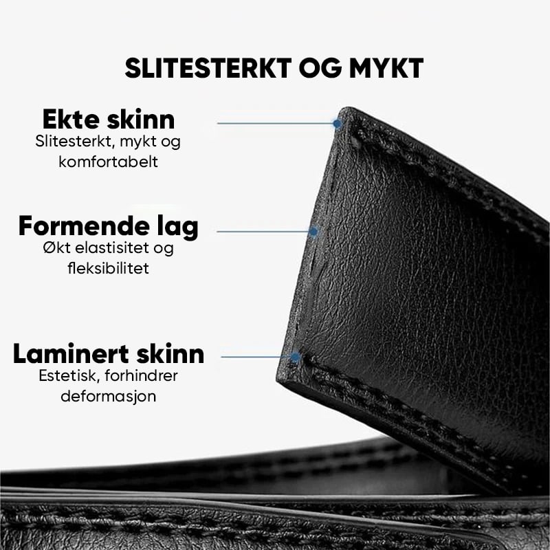 Lærbelte med Automatisk Spenne for Menn