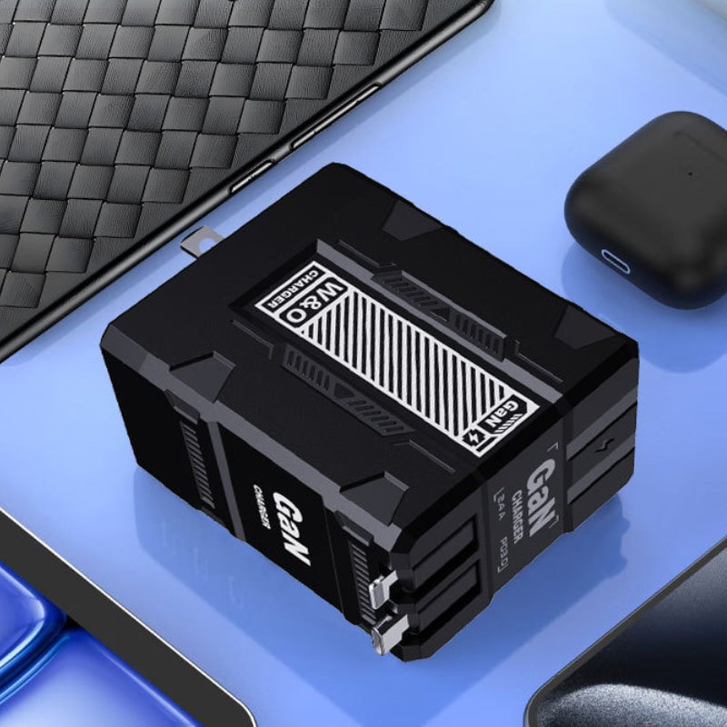 GaN 20W Hurtiglader med Doble Uttrekkbare Kabler