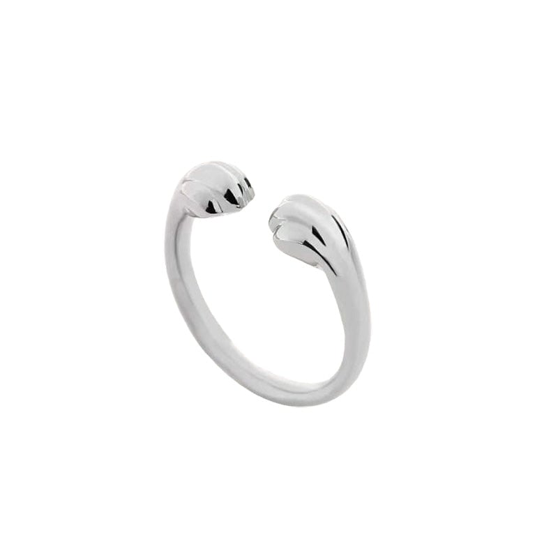 Åpen ring med kattens poter design og rundt spor