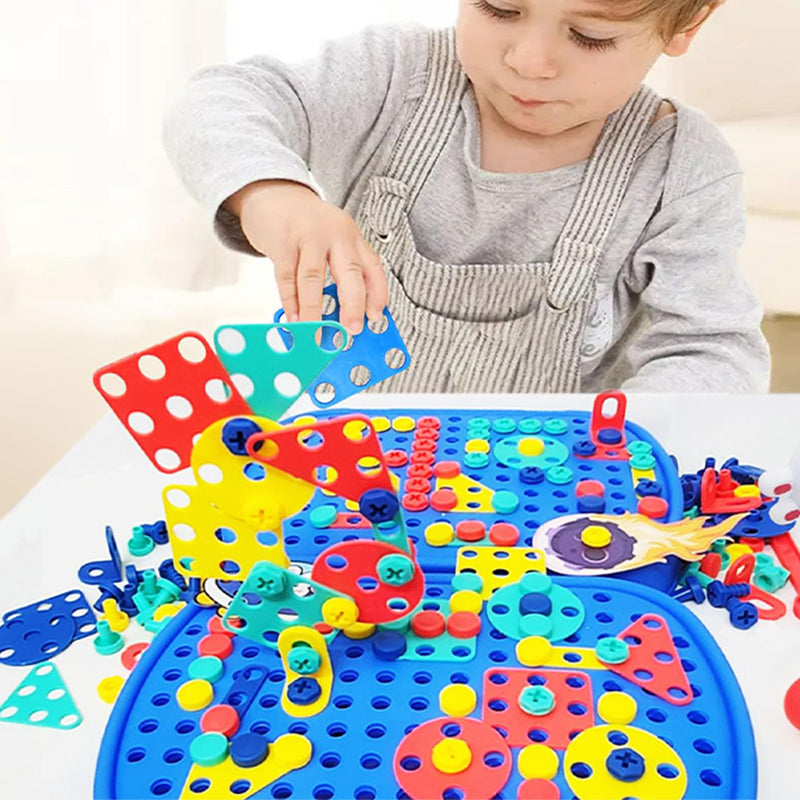 Gjør-det-selv-puslespill-verktøykasse for barn med lekesett for pedagogisk montering