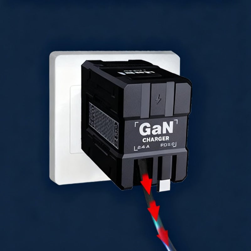 GaN 20W Hurtiglader med Doble Uttrekkbare Kabler