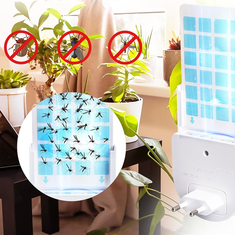 2-i-1 Mygglampe med Klebrig Felle