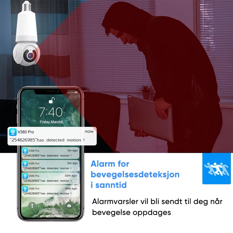 Sakerplus utendørs lyspære sikkerhetskamera