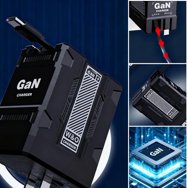 GaN 20W Hurtiglader med Doble Uttrekkbare Kabler