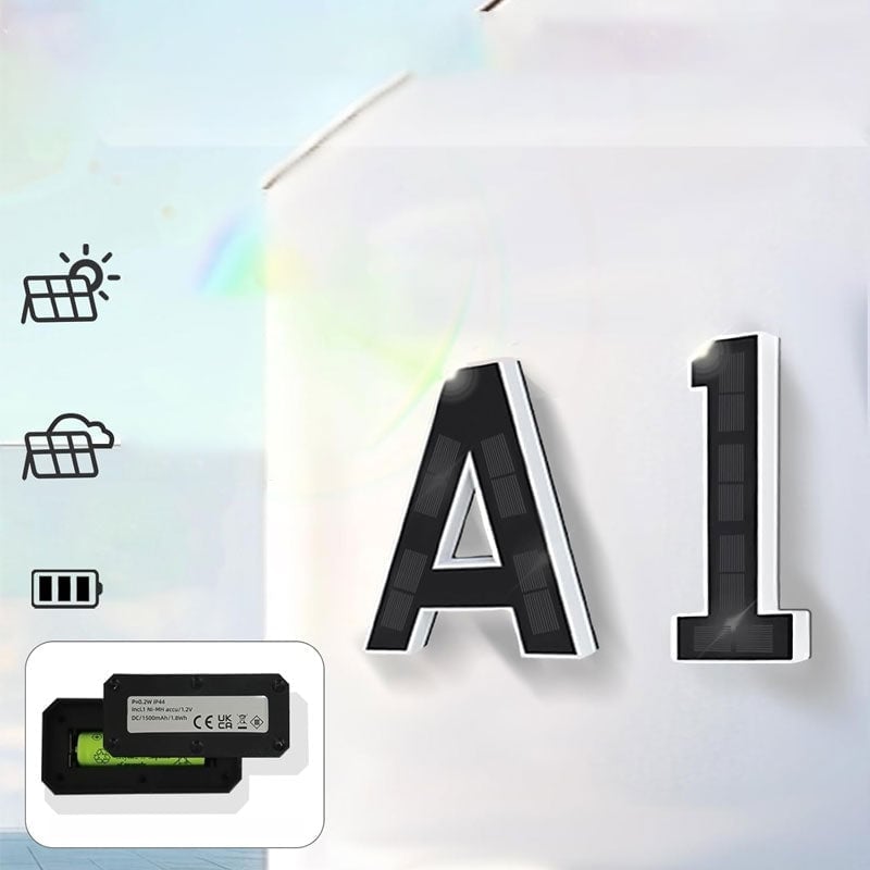 Solcelledrevet Vanntett LED-Adressenummer