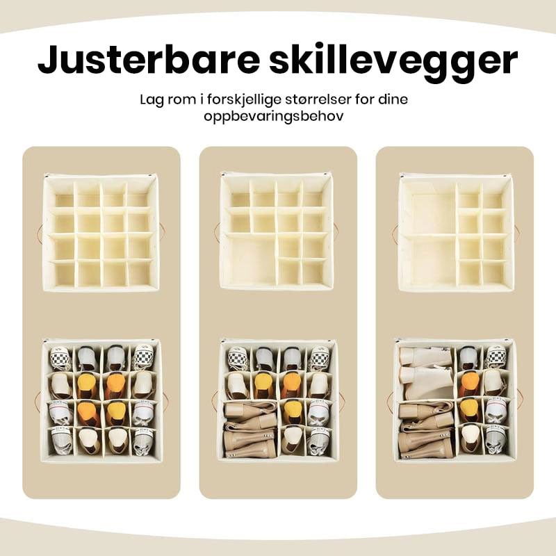 Sammenleggbar Skoorganiseringsboks med Gjennomsiktig Lokk