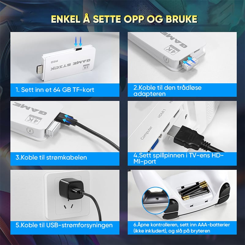 Retro Spillkonsoll med Doble Trådløse Kontrollere