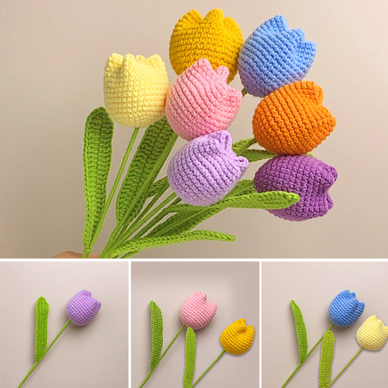 Håndlaget Heklet 3D Tulipan