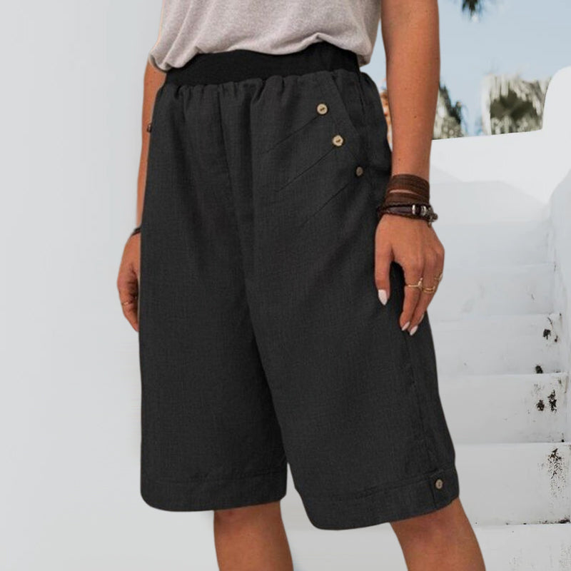 Ensfarget shorts med rette ben for damer