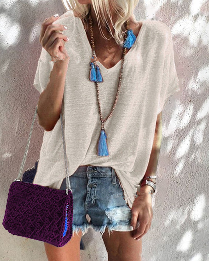 Ensfarget Kortermet t-skjorte