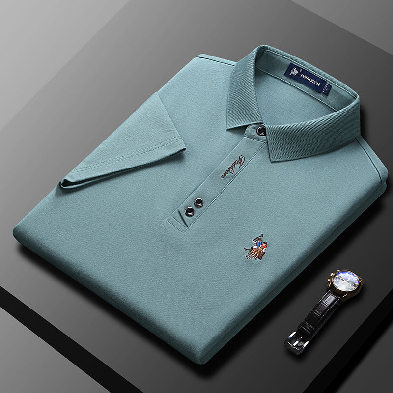 Ensfarget polo t-skjorte for menn