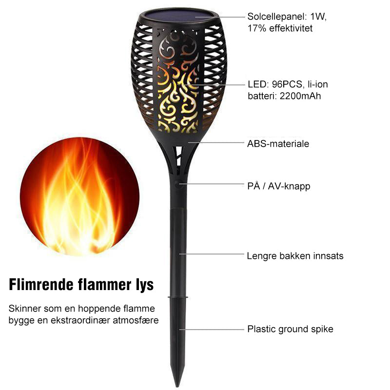 LED soldrevet stilykt,  lampe av lys dansende flamme(👉👉Kjøp 2, -10%)
