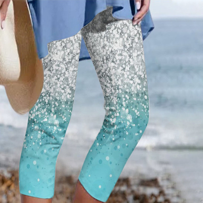 Flerfarget trykt bukser for kvinner