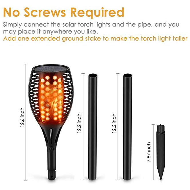 LED soldrevet stilykt,  lampe av lys dansende flamme(👉👉Kjøp 2, -10%)