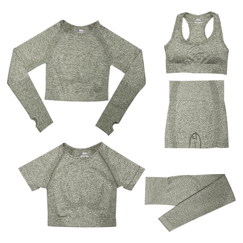 HurtigtĂžrkende, langermet, tettsittende gymdress med fem deler