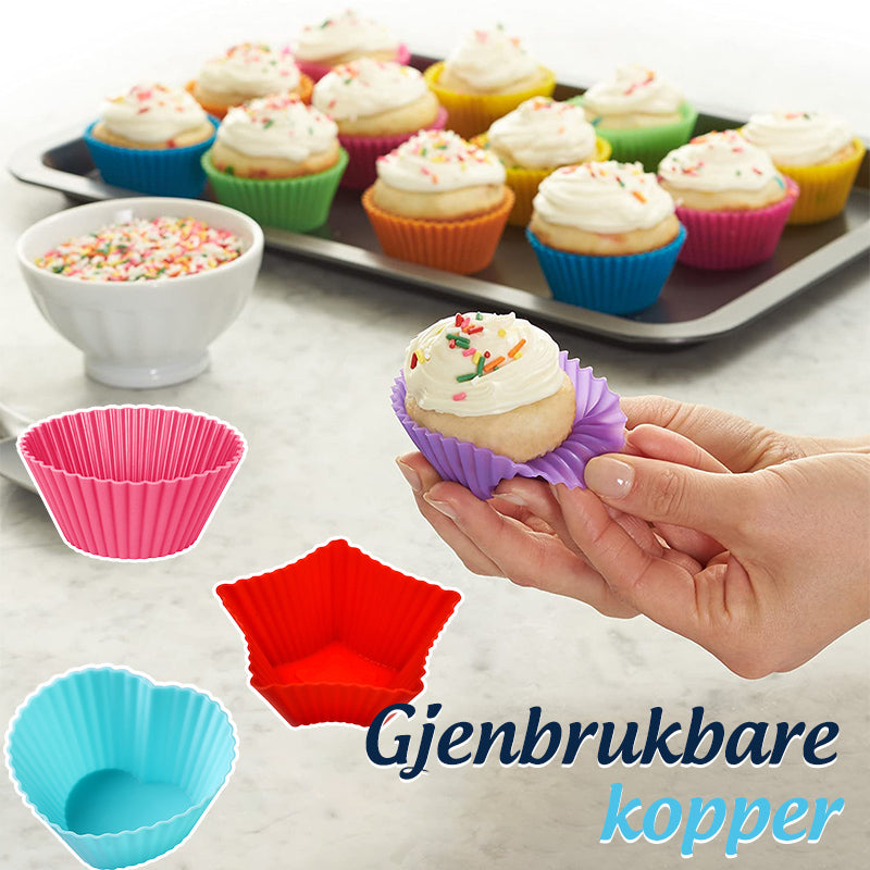 Gjenbrukbare Muffinsformer (10 stk)