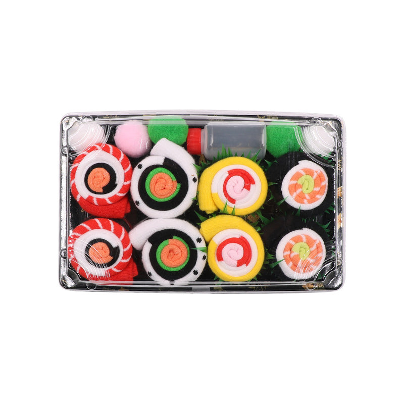 Sokker sett med sushi design i gaveeske