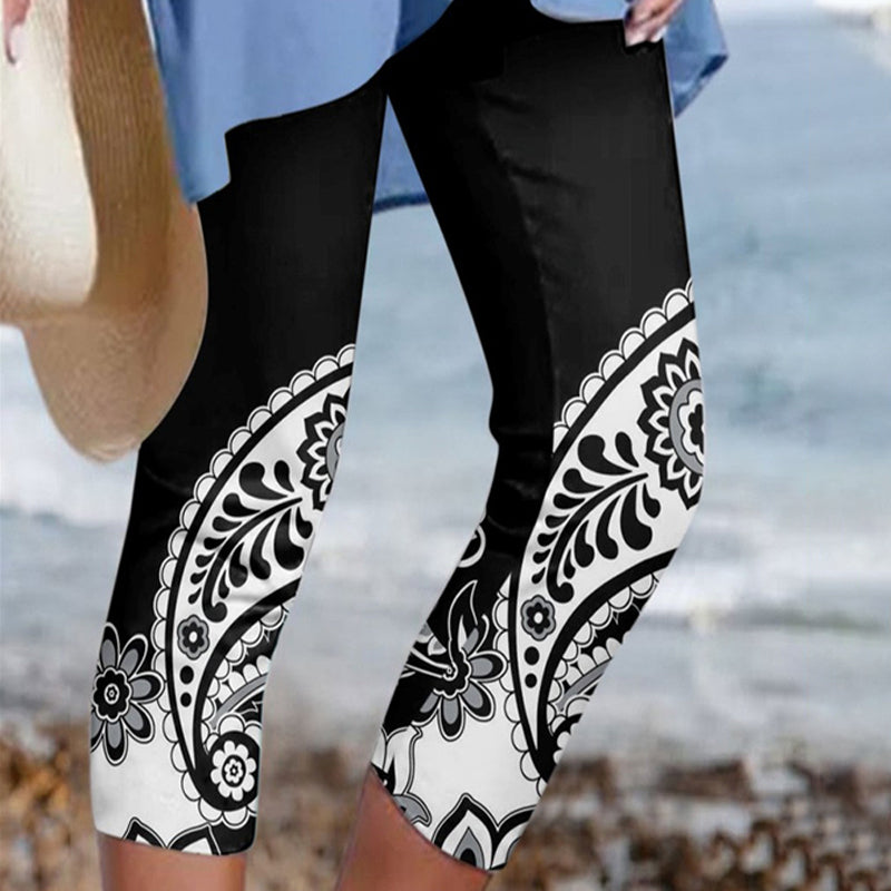 Flerfarget trykt bukser for kvinner