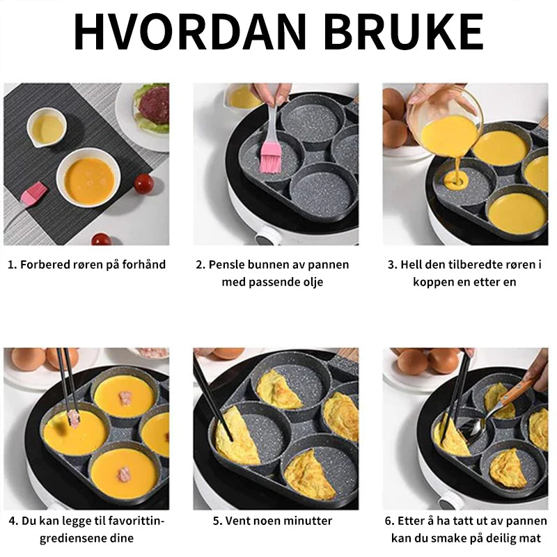 Fire kopper stekepanne