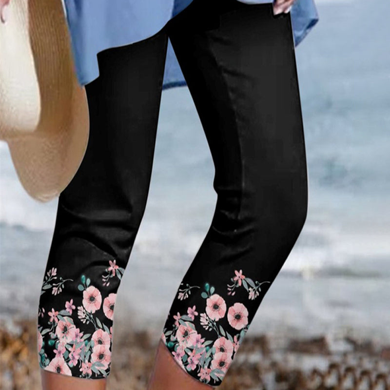 Flerfarget trykt bukser for kvinner