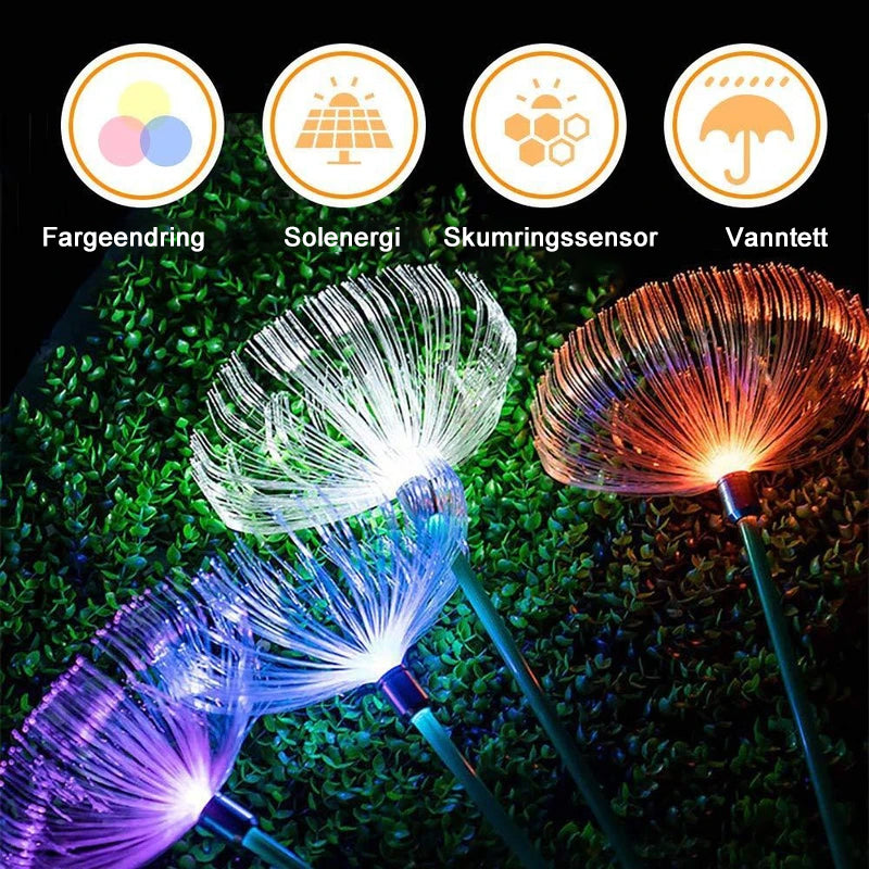 Soldrevet fiberoptisk lys