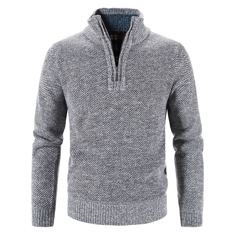 Winter Men's Fleece Sweater Half Turtleneck Knitted Sweaters