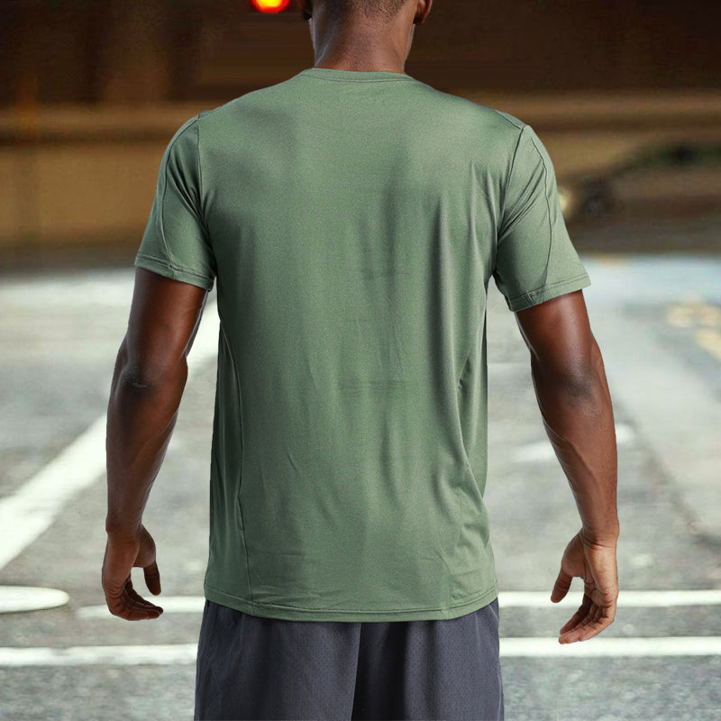 Ensfarget Sports hurtigtørkende T-skjorte for menn