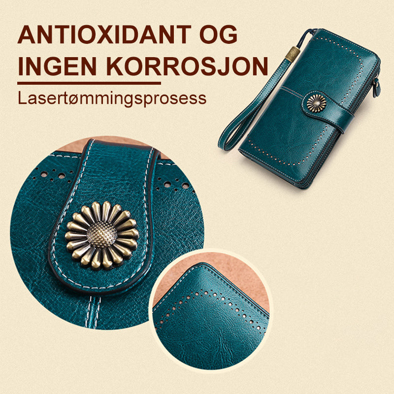 Lang vintage lommebok(Ekte kuskinnsmateriale)