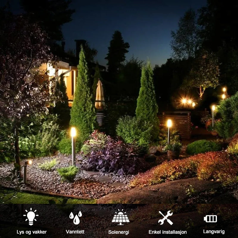 Soldrevet fiberoptisk lys