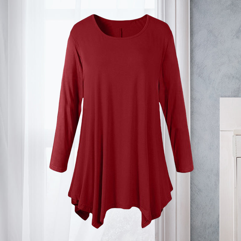 Ensfarget skjorte med rund hals