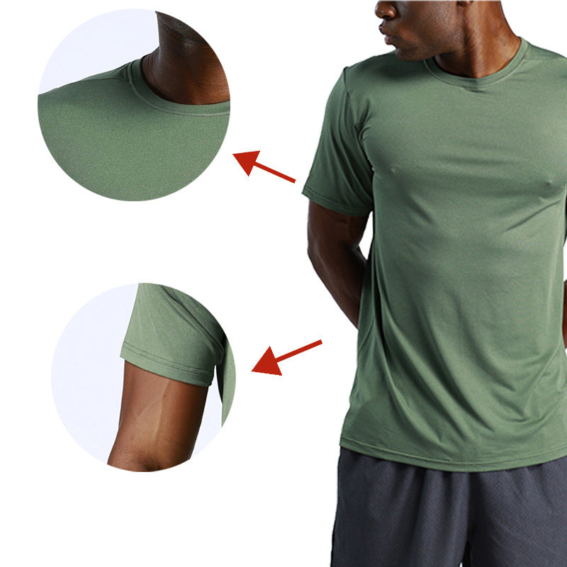 Ensfarget Sports hurtigtørkende T-skjorte for menn