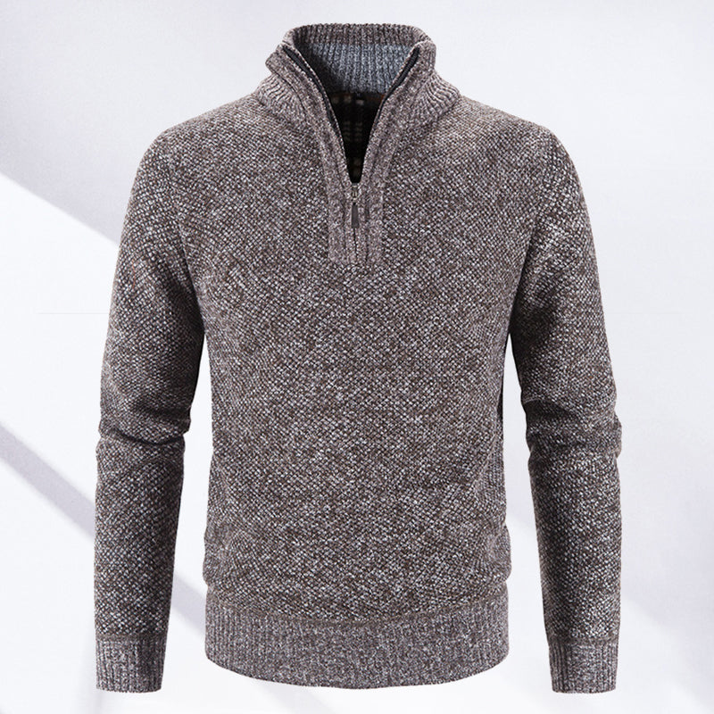 Winter Men's Fleece Sweater Half Turtleneck Knitted Sweaters