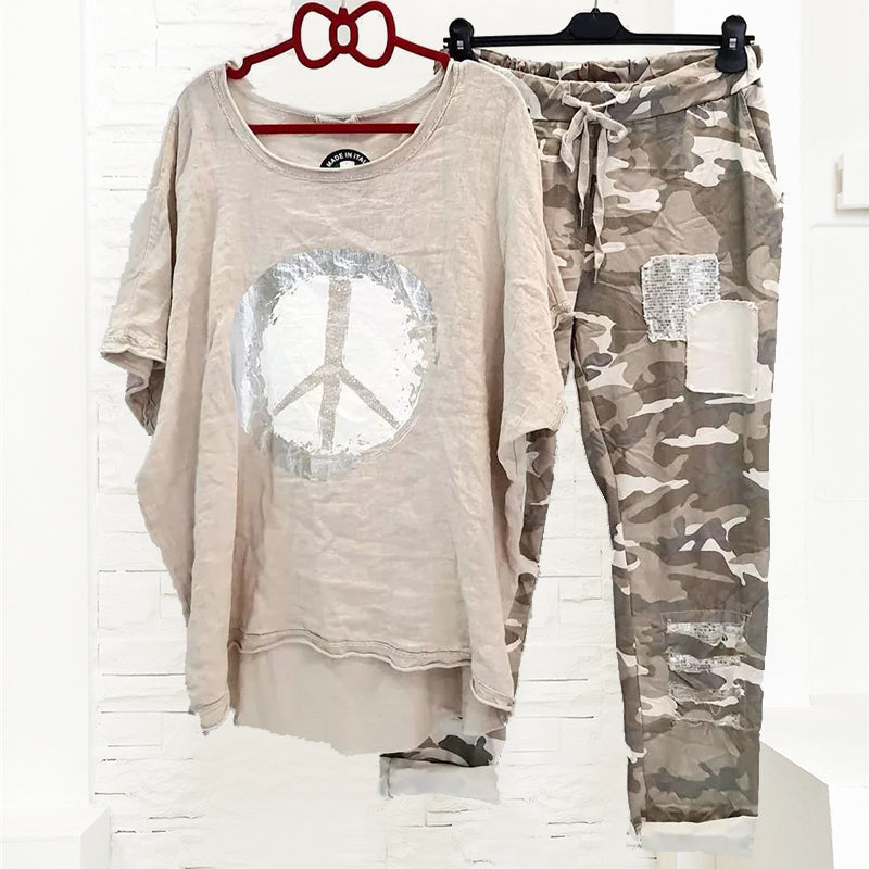 Forhåndssalg-Kvinners fredsskilt camo todelt dress