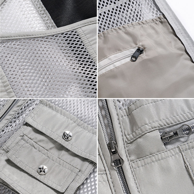 Sommer utendørs multi-lomme nettingvest