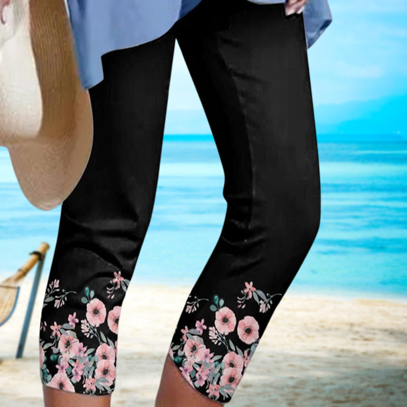 Flerfarget trykt bukser for kvinner