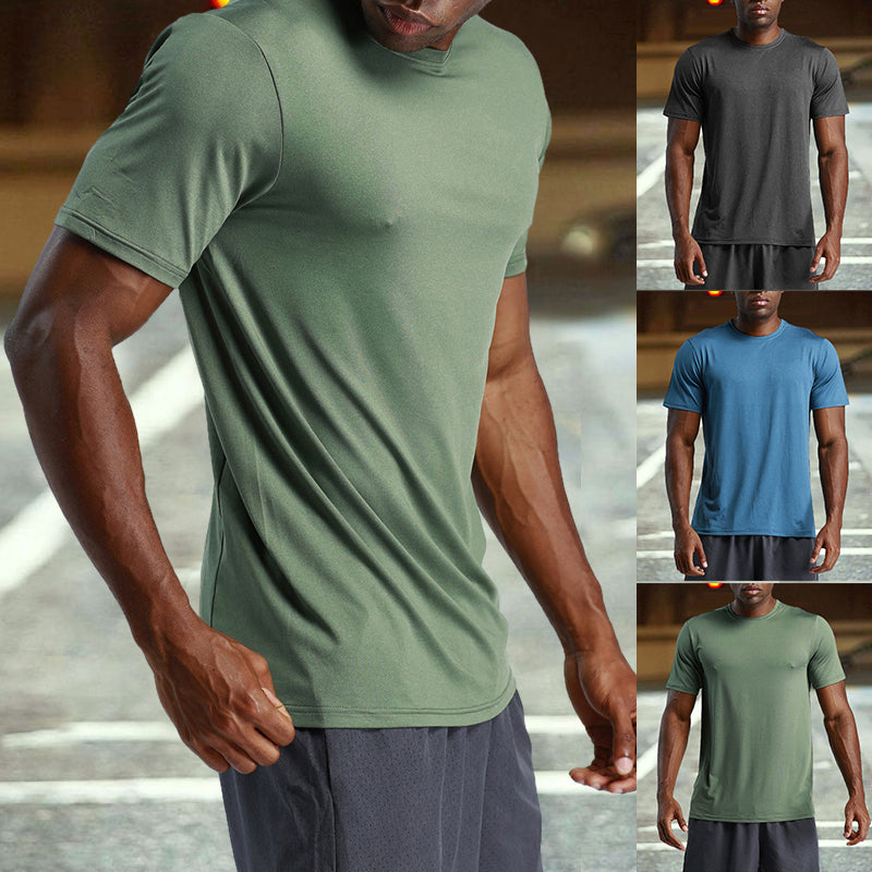 Ensfarget Sports hurtigtørkende T-skjorte for menn
